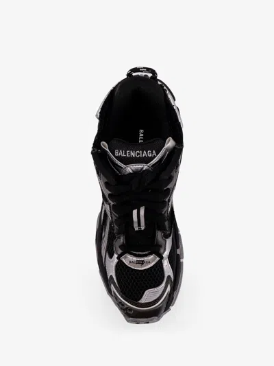 Balenciaga Mesh Runner Sneakers Embossed Size In Black