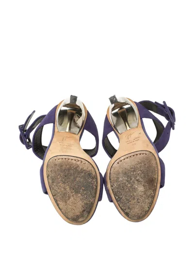 Pre-owned Giuseppe Zanotti 120mm Suede Heeled Sandals In Blue