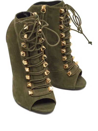 Pre-owned Giuseppe Zanotti Vintage Leather Heeled Boots In Green