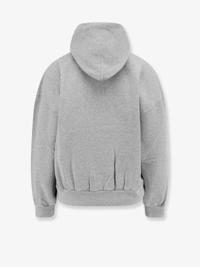Balenciaga Hooded Cotton Sweatshirt With Kangaroo Pocket In Gray