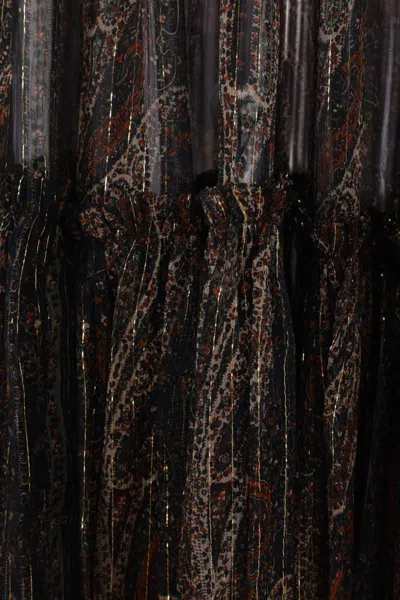 Saint Laurent Ruffled Skirt With Paisley Print Women In Burgundy