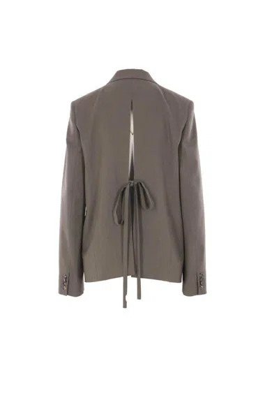 Loewe Tie-back Wool Blazer In Brown