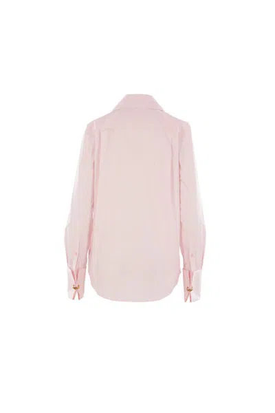 Loewe Womens Long-sleeve Intergrated-tie Cotton-poplin Shirt Pink