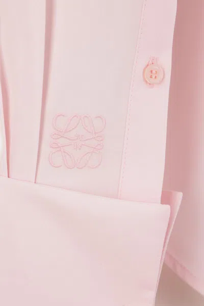 Loewe Womens Long-sleeve Intergrated-tie Cotton-poplin Shirt Pink