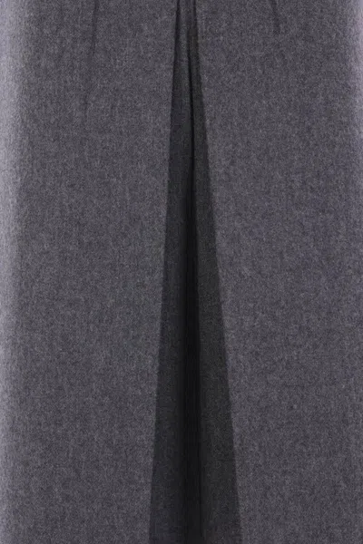 Prada Pleated Midi Skirt In Gray