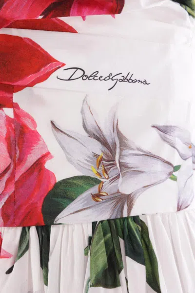 Dolce & Gabbana White Cotton Poplin Dress In Multi