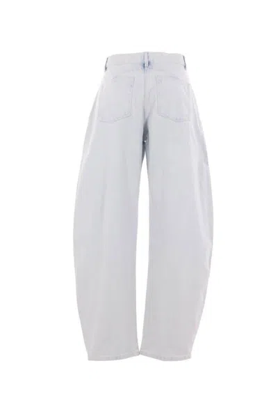 Alaïa Womens High-rise Wide-leg Denim-blend Jeans Bleu Givre In Blue