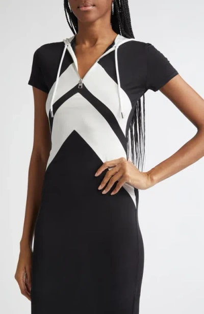 Jean Paul Gaultier Quarter Zip Short Sleeve Body-con Hoodie Dress