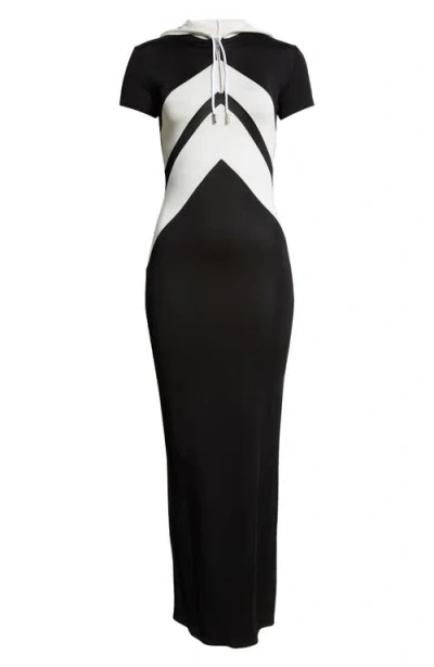 Jean Paul Gaultier Quarter Zip Short Sleeve Body-con Hoodie Dress