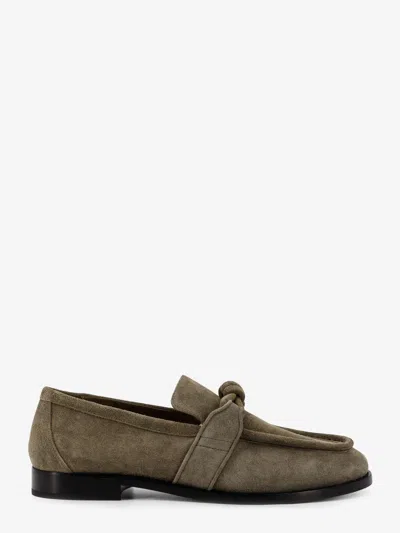 Bottega Veneta Sage Suede Astaire Loafers In Green