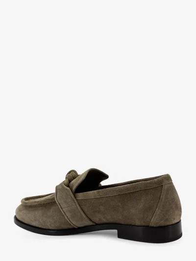 Bottega Veneta Sage Suede Astaire Loafers In Green