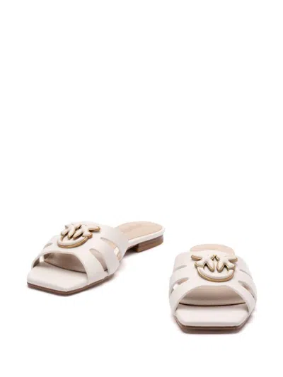 Pinko White 'marli' Slippers With Logo