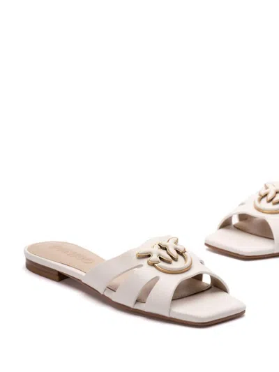 Pinko White 'marli' Slippers With Logo
