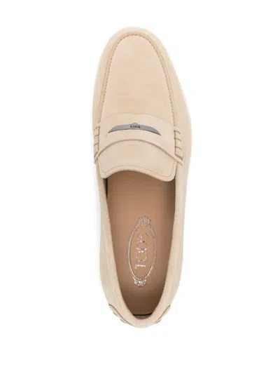 Tod's Suede Calf Leather Loafer In Beige
