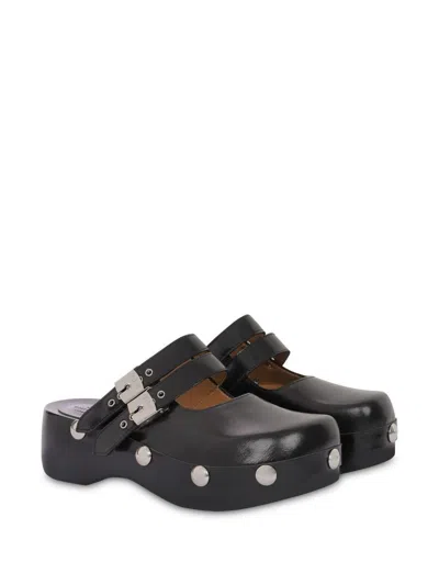 Philosophy Di Lorenzo Serafini Black Leather Mules With Buckles