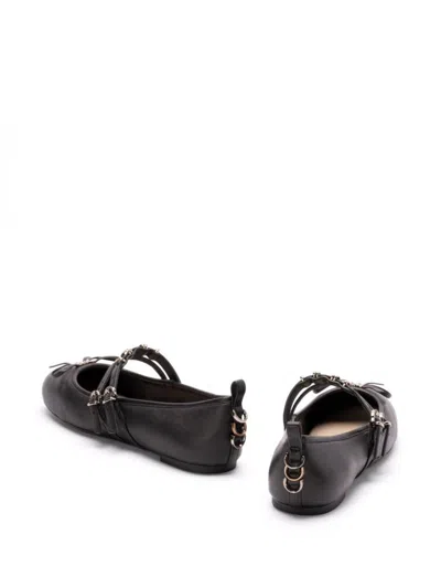 Pinko Leather Ballet Flats With Wraparound Laces