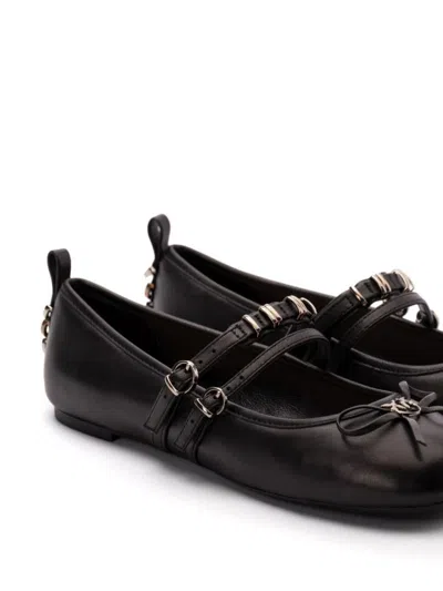 Pinko Leather Ballet Flats With Wraparound Laces