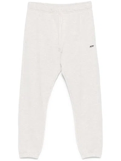 Autry Grey Cotton Sweatpants With Black Logo In Neutral