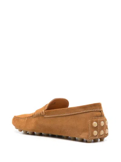 Tod's Suede Calf Leather Loafer In Camel Brown