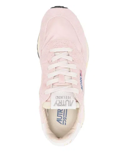 Autry Reelwind Sneakers In Pink And White With Suede