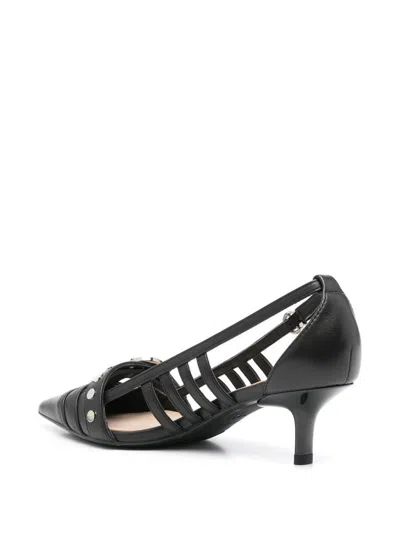 Pinko Black Mid-heel Pumps With Stylish Cutouts And Buckle Detail