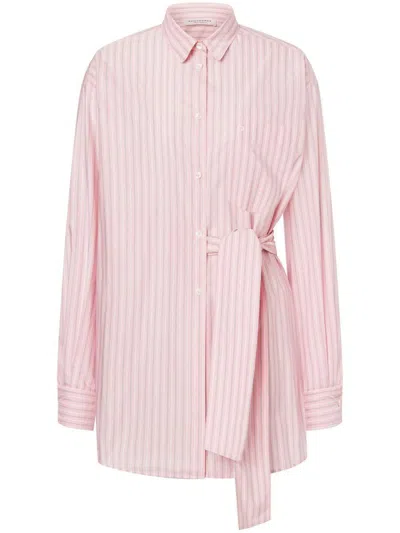 Philosophy Di Lorenzo Serafini Striped Short Chemiser Dress With Belt In Pink