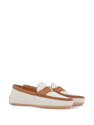 Tod's White Calf Leather Mocassins