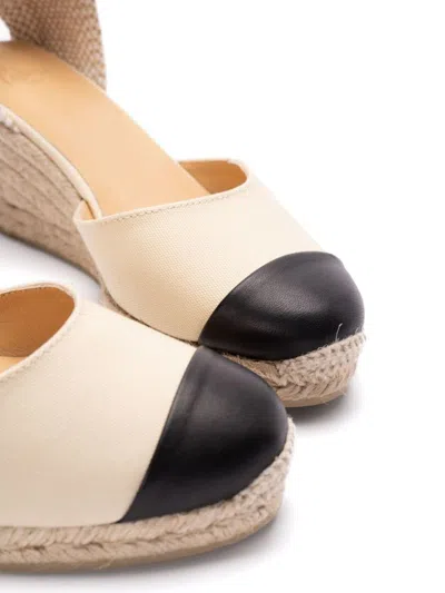 Castaã±er Castañer 'coraline' White And Black Wedge Espadrilles