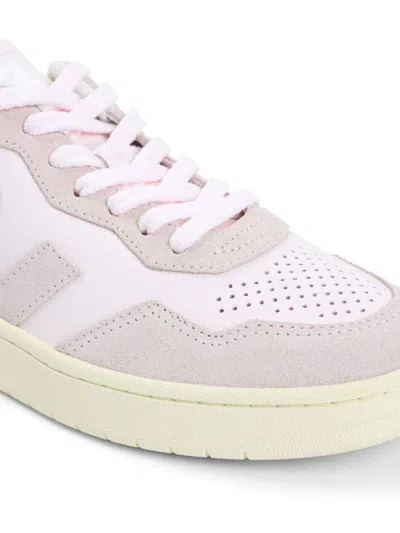 Veja White And Pink Leather Sneakers