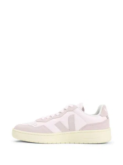 Veja White And Pink Leather Sneakers