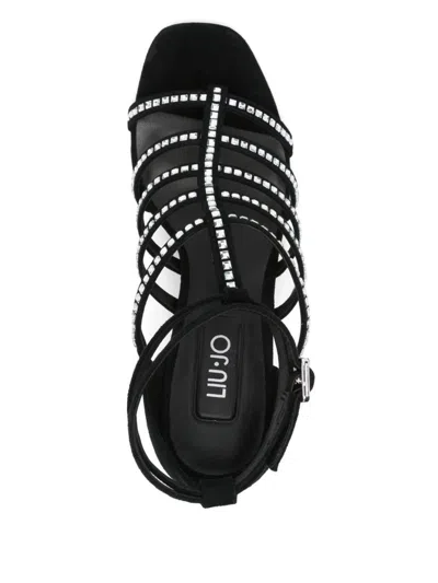 Liu •jo Liu Jo Black Sandals With Heel And Rhinestones