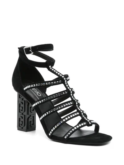 Liu •jo Liu Jo Black Sandals With Heel And Rhinestones