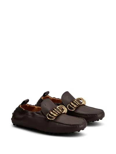 Tod's Brown Calf Leather Mocassins