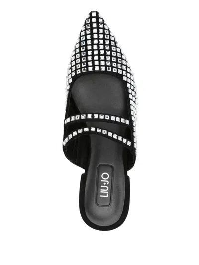 Liu •jo Liu Jo Black Mules With Rhinestones