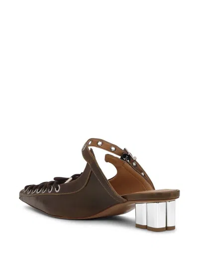 Ganni Brown Oleatex Mules With Laces