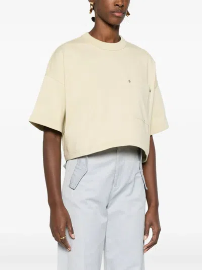 Bottega Veneta Women Heavy Japanese Jersey Cropped T-shirt In Neutral