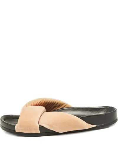 Pre-owned Chloé Velvet Slides In Neutral