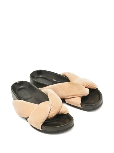 Pre-owned Chloé Velvet Slides In Neutral