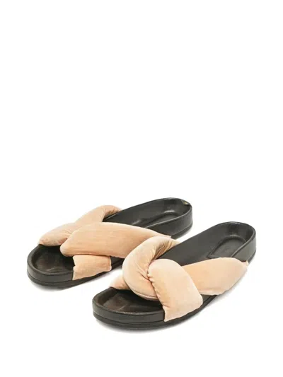 Pre-owned Chloé Velvet Slides In Neutral