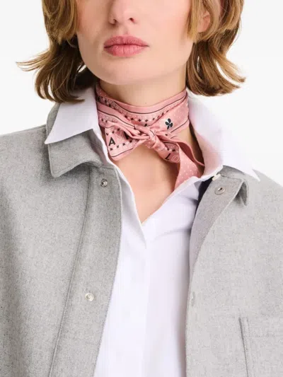 Longchamp Pink Printed Bandana Scarf In Pink