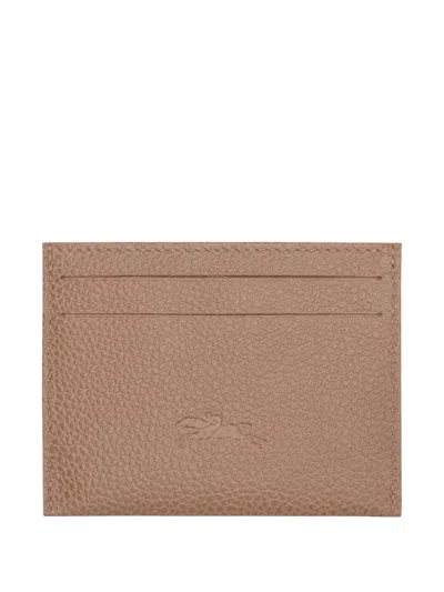 Longchamp The Foulonné Leather Cardholder In Gray