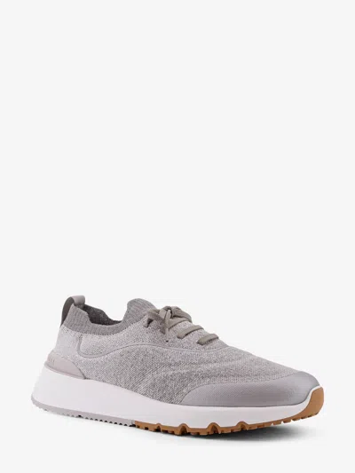 Brunello Cucinelli Knit Low-top Fabric Sneakers In Gray