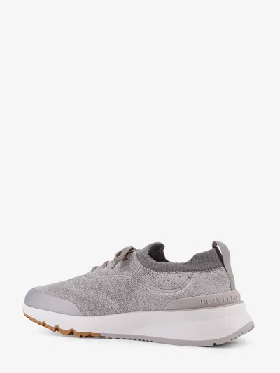 Brunello Cucinelli Knit Low-top Fabric Sneakers In Gray
