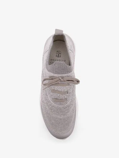 Brunello Cucinelli Knit Low-top Fabric Sneakers In Gray