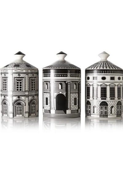 Shop Fornasetti Ordine Architettonico Set Of Three Candles, 3 X 300g In Colorless