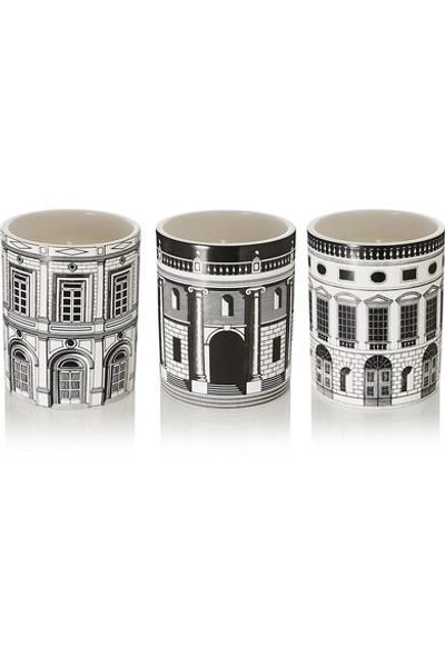 Shop Fornasetti Ordine Architettonico Set Of Three Candles, 3 X 300g In Colorless