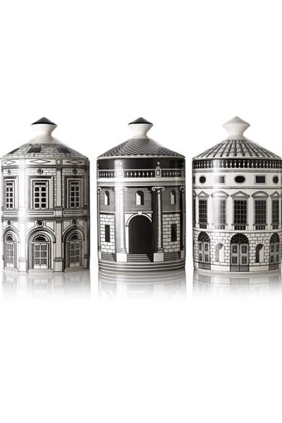 Shop Fornasetti Ordine Architettonico Set Of Three Candles, 3 X 300g In Colorless