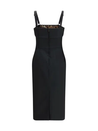 Dolce & Gabbana Satin Midi Dress In Black