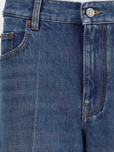 Valentino Heart Court Straight Jeans With Embroidered Hem