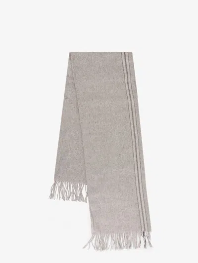 Brunello Cucinelli Detail Striped Luxurious Silk Scarf In Neutral